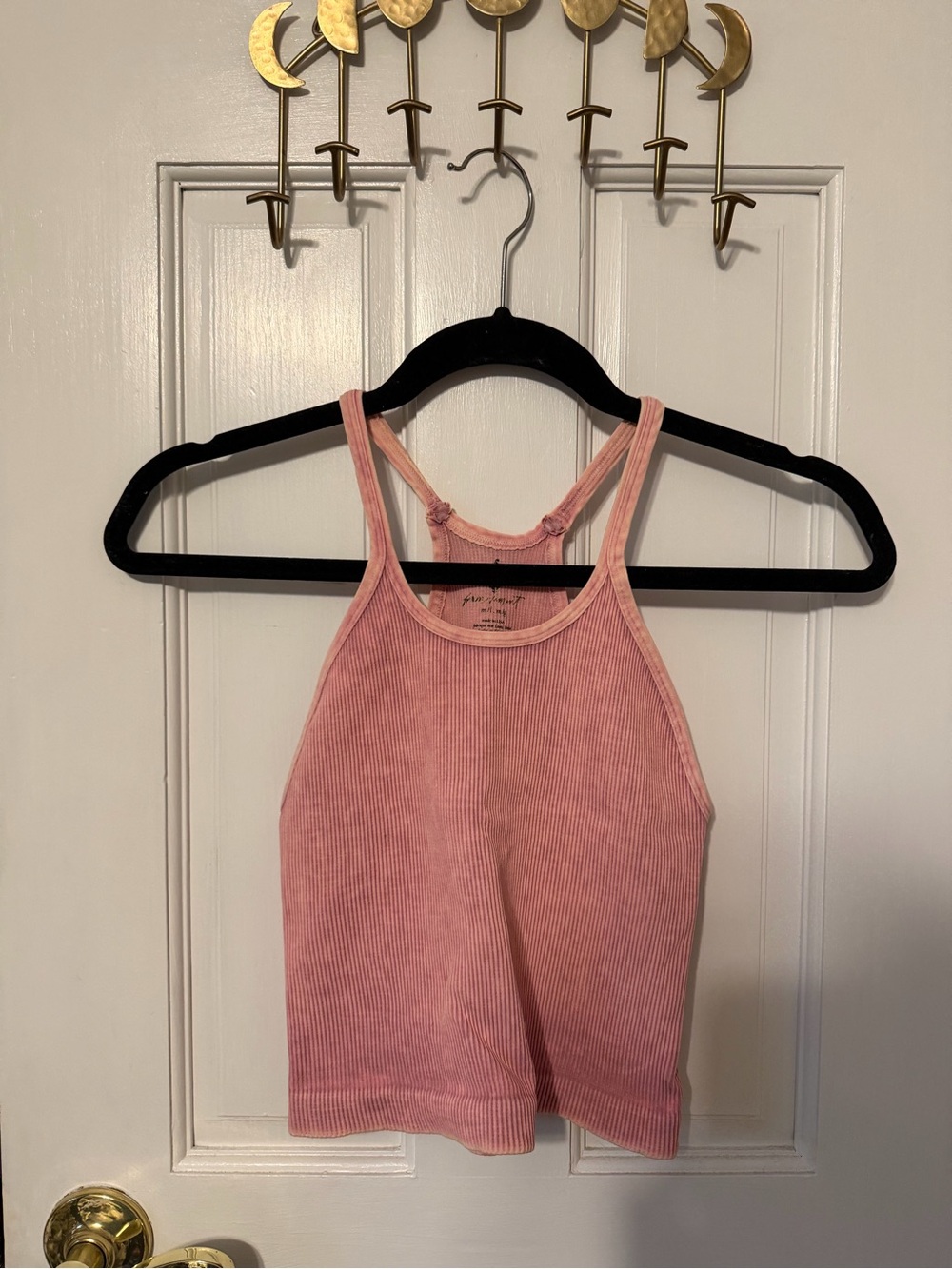 Free People Ribbed Pink Cropped Tank Top